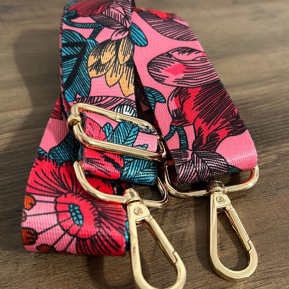 1. Pink Floral Guitar Strap
